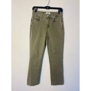 Paige Cindy Raw Hem Straight Leg Jeans Size 27. Vintage Brushed Olive Color.